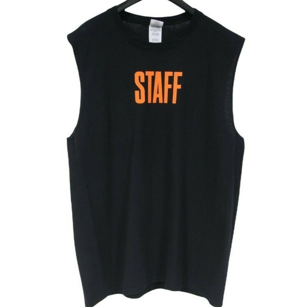 Fear of God Mens Tank Top Large Black Orange Purpose Tour Justin Beiber Staff